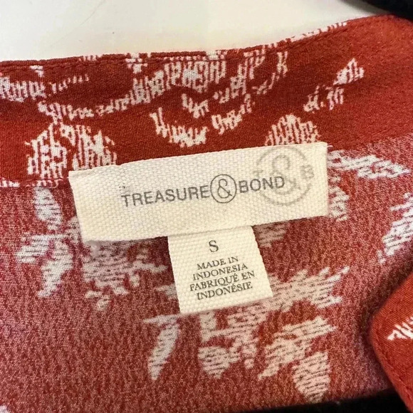 NWT Treasure & Bond Boho Garden Printed Dress with Slit Neck and Pockets - Picture 4 of 5